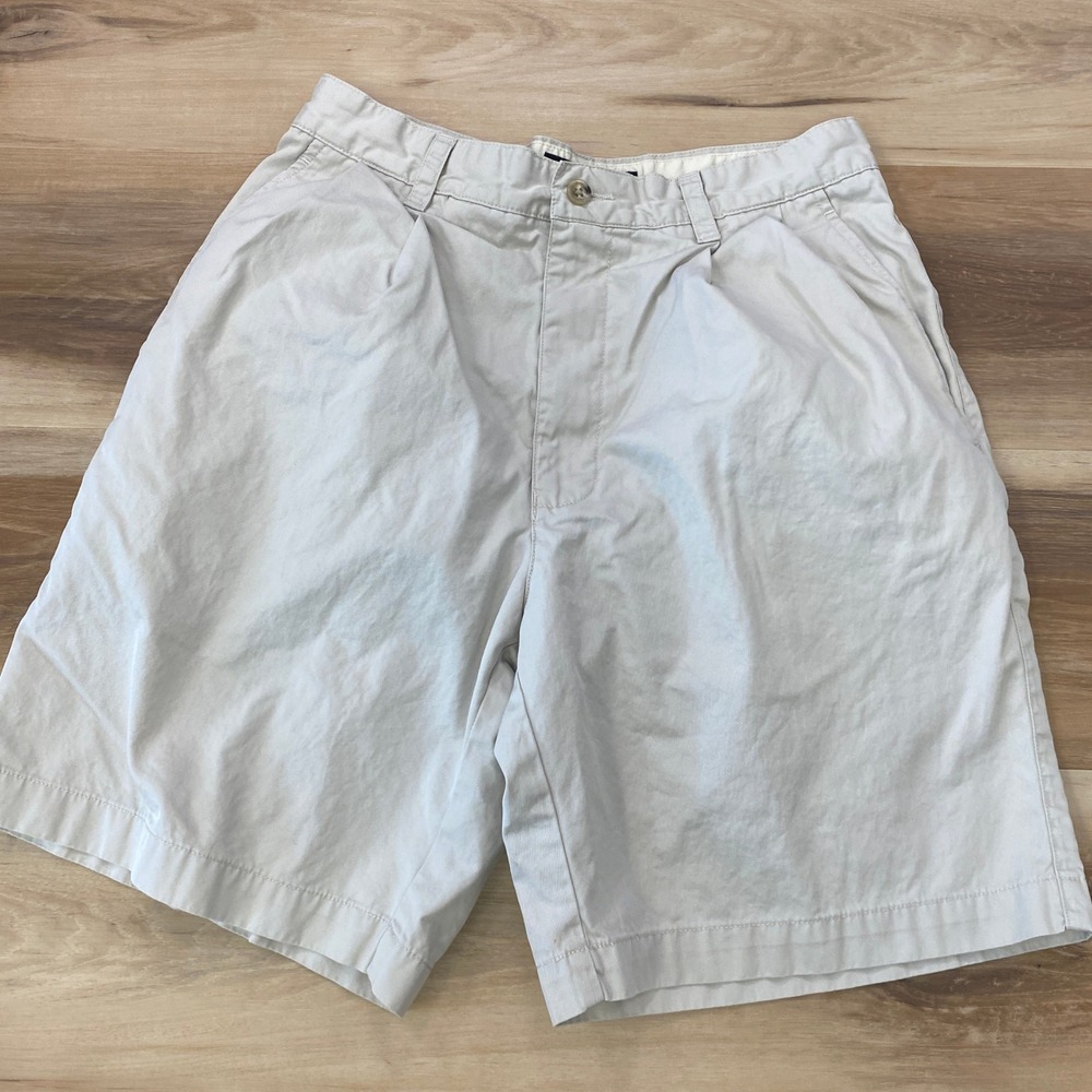 Banana Republic Chino Shorts 29 Pleated Cotton Relaxed Fit Khaki Tan Vintage